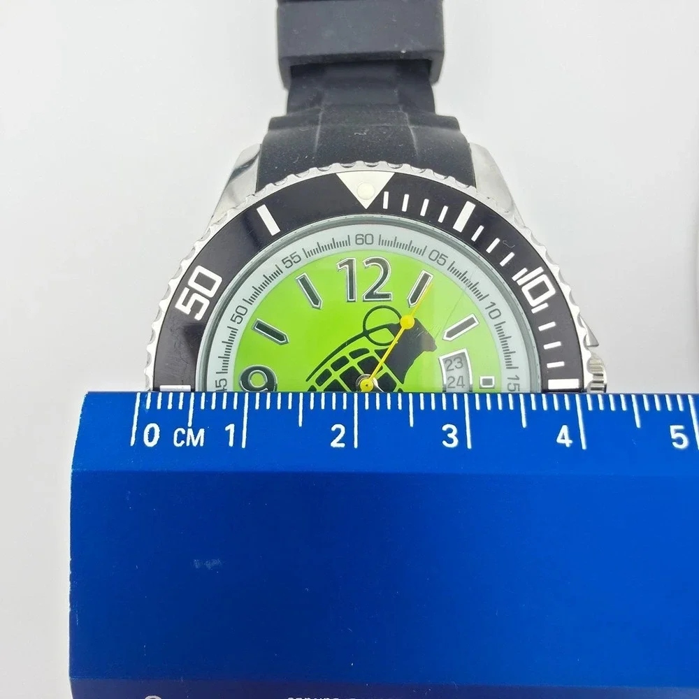 GRENADE Men's Watch Green Dial Unidirectional Diver Bezel Silicone Band 8